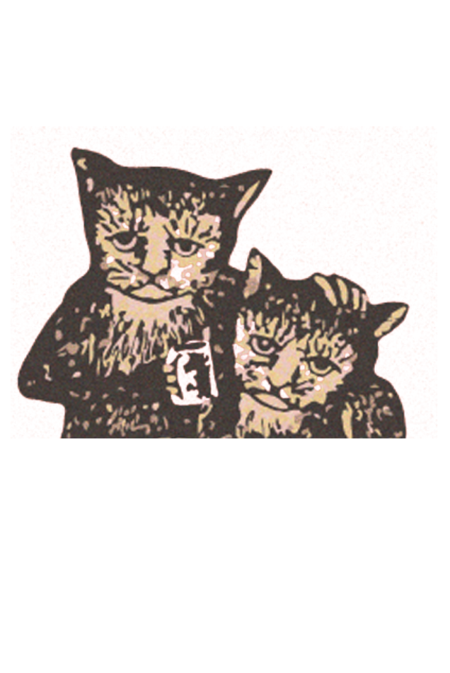 Two cats with coffee sticker for label